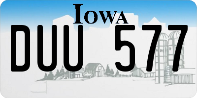 IA license plate DUU577