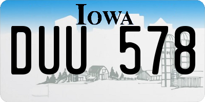 IA license plate DUU578