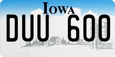 IA license plate DUU600