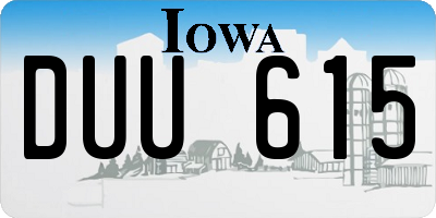IA license plate DUU615
