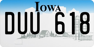 IA license plate DUU618