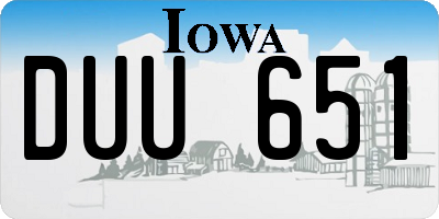 IA license plate DUU651