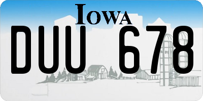 IA license plate DUU678