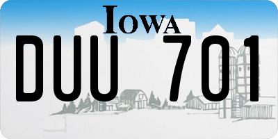IA license plate DUU701
