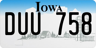 IA license plate DUU758