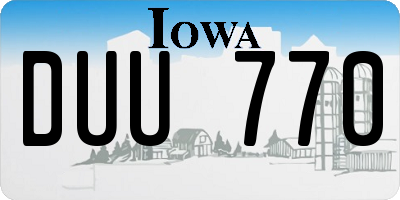 IA license plate DUU770
