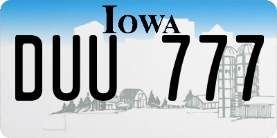 IA license plate DUU777