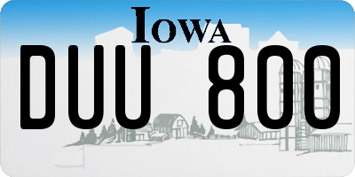 IA license plate DUU800