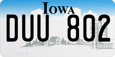 IA license plate DUU802