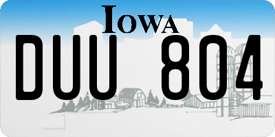 IA license plate DUU804