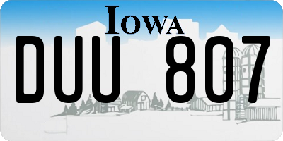 IA license plate DUU807