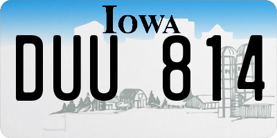 IA license plate DUU814
