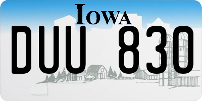 IA license plate DUU830