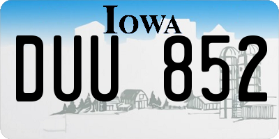 IA license plate DUU852