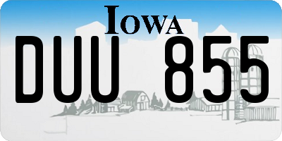 IA license plate DUU855