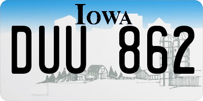 IA license plate DUU862
