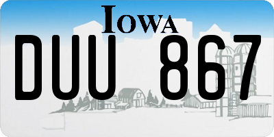 IA license plate DUU867