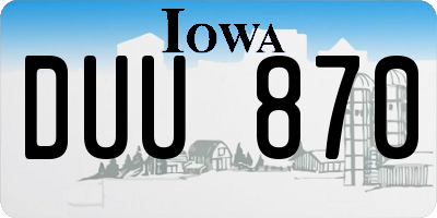IA license plate DUU870
