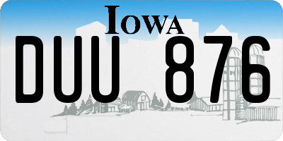IA license plate DUU876