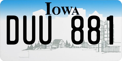 IA license plate DUU881
