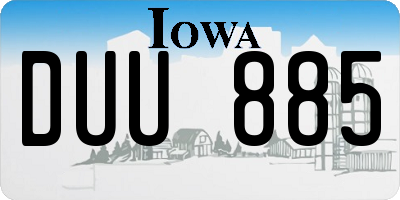 IA license plate DUU885