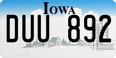 IA license plate DUU892
