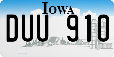 IA license plate DUU910