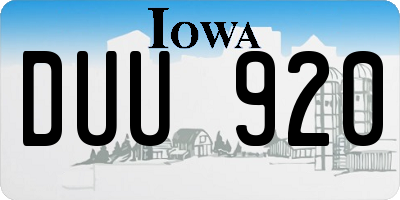 IA license plate DUU920