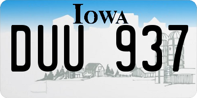IA license plate DUU937