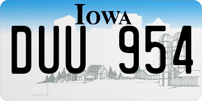 IA license plate DUU954