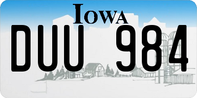 IA license plate DUU984
