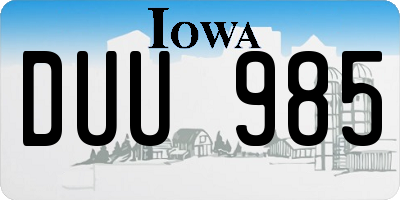 IA license plate DUU985