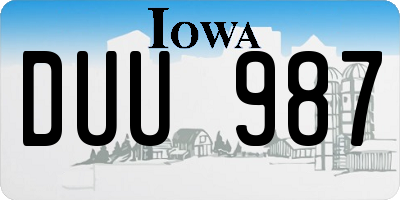 IA license plate DUU987