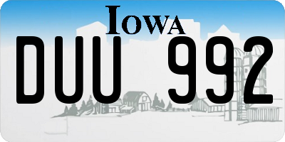 IA license plate DUU992