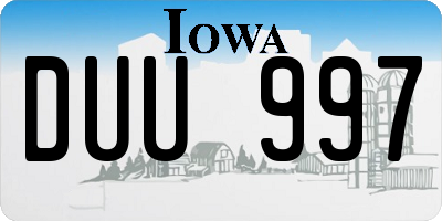IA license plate DUU997