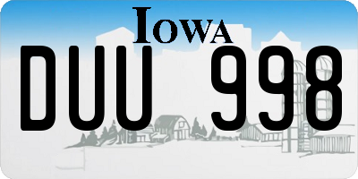 IA license plate DUU998