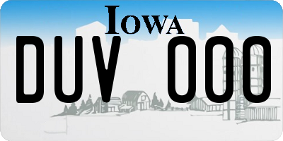 IA license plate DUV000