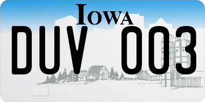 IA license plate DUV003