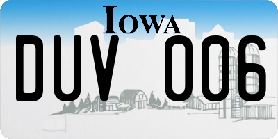 IA license plate DUV006