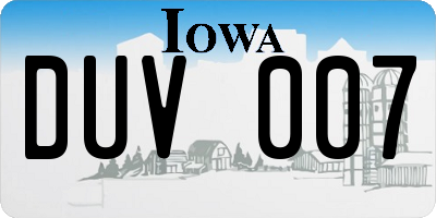 IA license plate DUV007