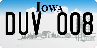 IA license plate DUV008