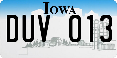IA license plate DUV013