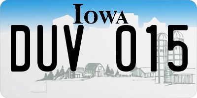 IA license plate DUV015