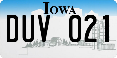 IA license plate DUV021
