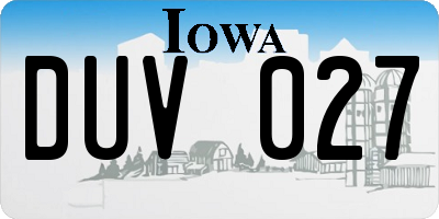 IA license plate DUV027