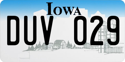 IA license plate DUV029