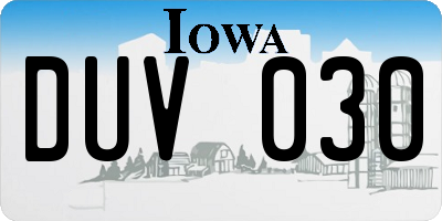 IA license plate DUV030