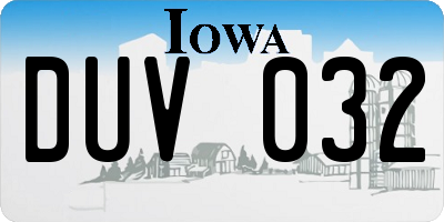 IA license plate DUV032