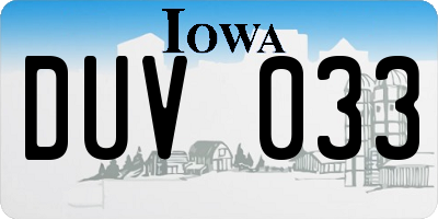 IA license plate DUV033