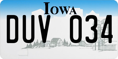 IA license plate DUV034